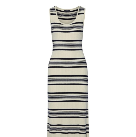 Theory Striped Ribbed Knit Sleeveless Midi Dress - Picture 3 of 9